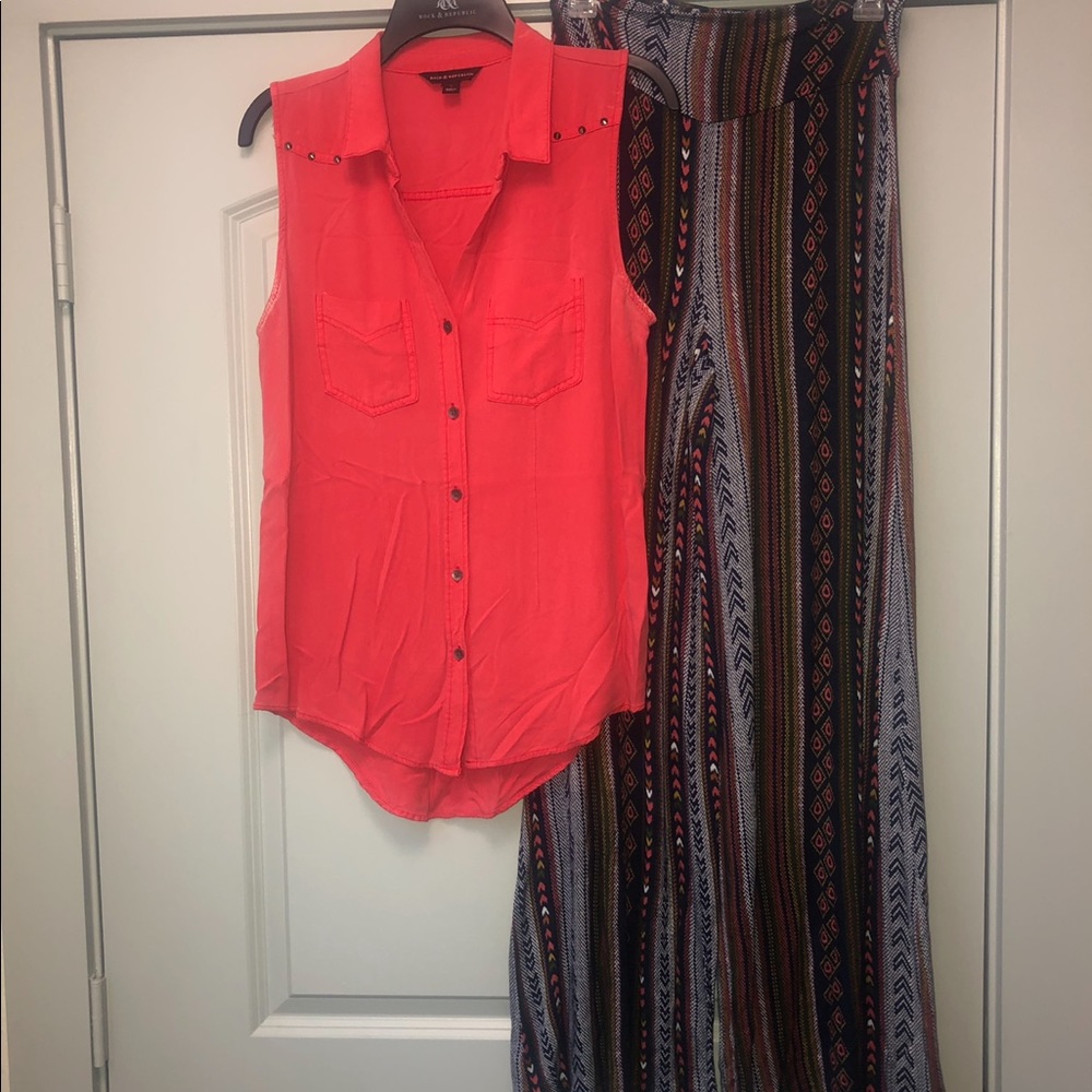 Rock & Republic Tank w/ Colorful Pants